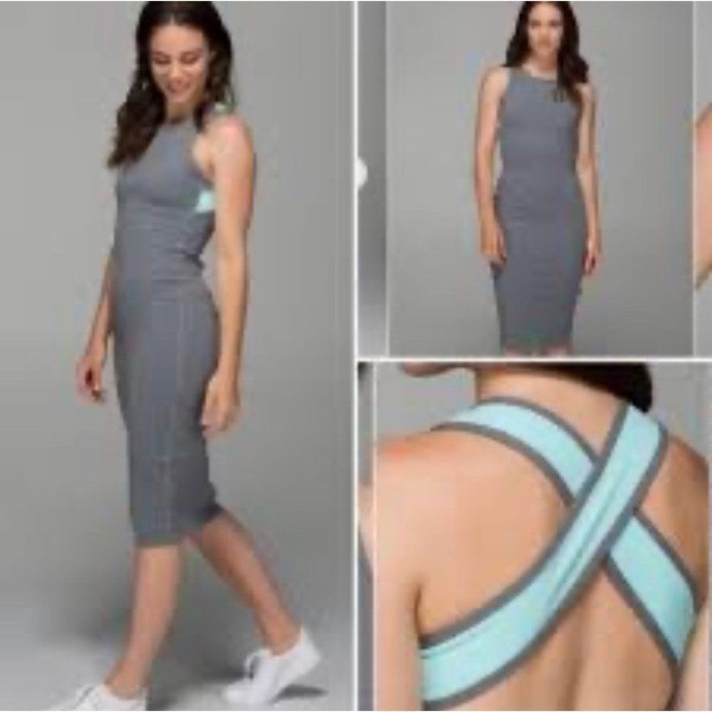 Lululemon picnic play midi gray athletic dress Size 2 Bra Shelf 6144 NWOT $166
